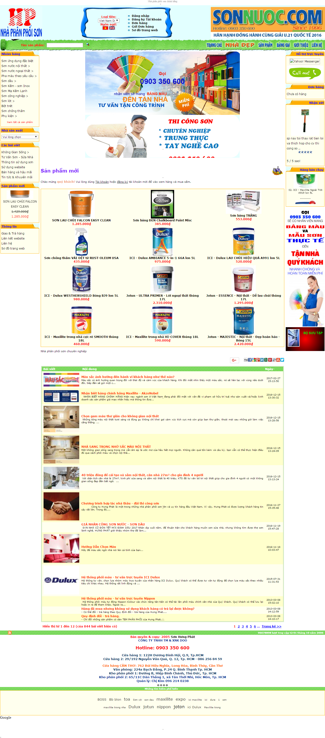 Thiết kế Web các loại sơn nội thất sonnuoc.com